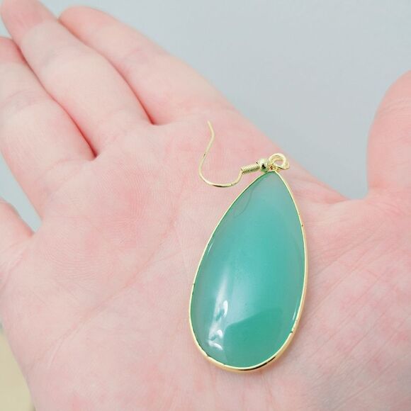 Brand New Khloe Gold & Jade Colour Earrings - Picture 5 of 7
